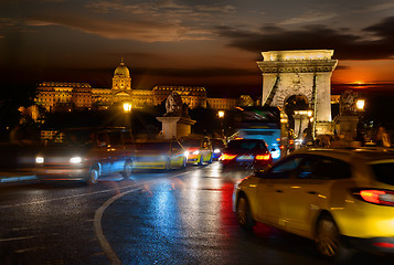 Image showing Budavari palace and Chain bridge