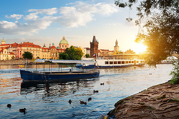 Image showing Boats on Vltava river