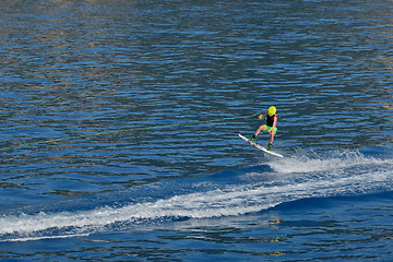 Image showing Little boy Wakeboarding 