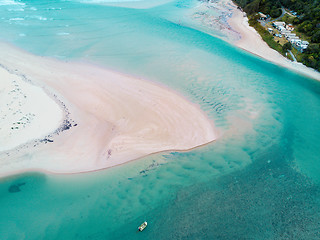 Image showing Lone Fisherman in tidal flows aerial