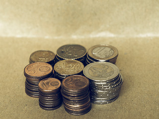 Image showing Vintage Euro coins pile