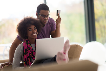 Image showing african american couple shopping online