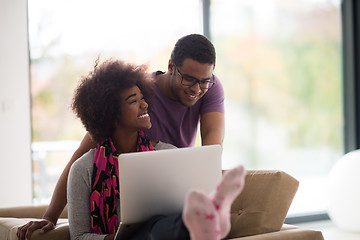 Image showing african american couple shopping online