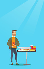 Image showing Man suffering from heartburn vector illustration