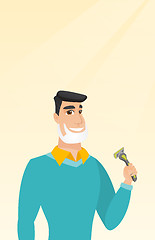 Image showing Man shaving his face vector illustration.