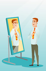 Image showing Business man looking himself in the mirror.