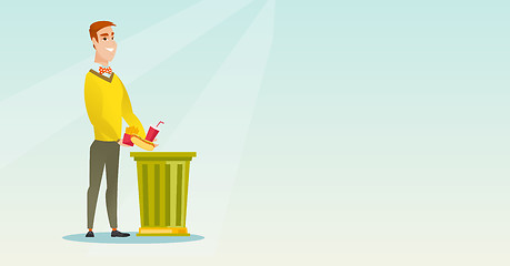 Image showing Man throwing junk food vector illustration.