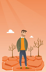 Image showing Sad man in the desert vector illustration.