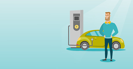 Image showing Charging of electric car vector illustration.