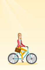 Image showing Woman riding bicycle vector illustration.