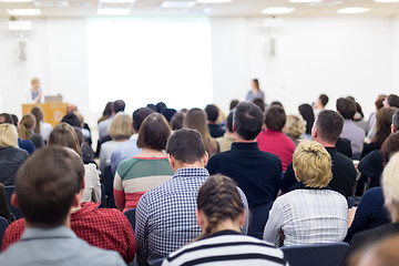 Image showing Woman giving presentation on business conference.