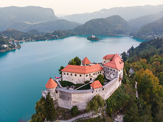 Image showing Medieval castle on Bled lake in Slovenia