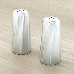 Image showing Silver salt and pepper shakers