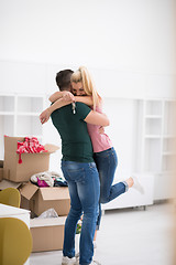 Image showing happy Young couple moving in new house