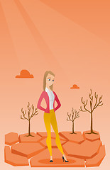 Image showing Sad woman in the desert vector illustration.