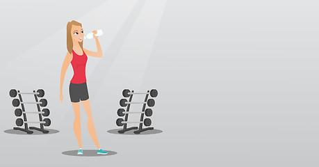 Image showing Sportswoman drinking water vector illustration.