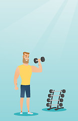 Image showing Man lifting dumbbell vector illustration.