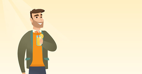 Image showing Man drinking cocktail vector illustration.