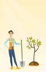 Image showing Woman plants tree vector illustration.