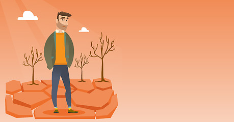 Image showing Sad man in the desert vector illustration.