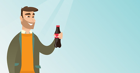 Image showing Young man drinking soda vector illustration.