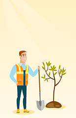 Image showing Man plants tree vector illustration.