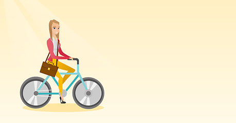 Image showing Woman riding bicycle vector illustration.