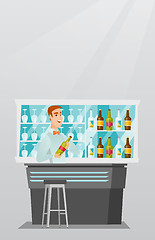 Image showing Bartender standing at the bar counter.