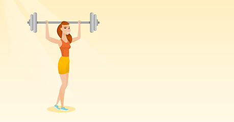 Image showing Woman lifting barbell vector illustration.