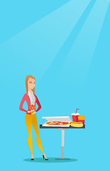 Image showing Woman suffering from heartburn vector illustration