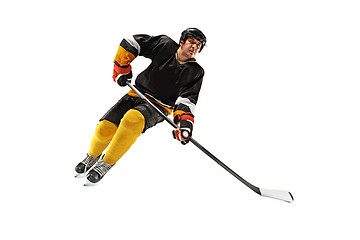 Image showing Ice hockey player in action isolated on white.