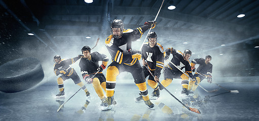 Image showing Collage about ice hockey players in action.