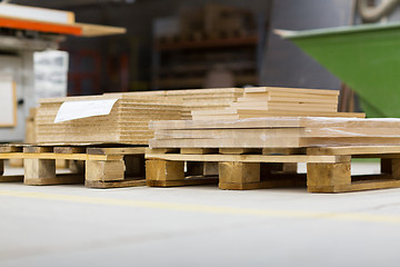 Image showing wooden boards and chipboards storing at factory