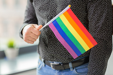 Image showing close up of man with gay pride flag