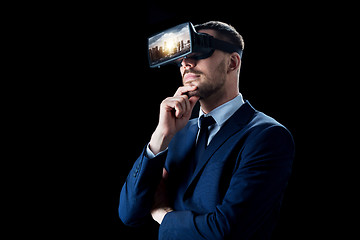 Image showing businessman in virtual reality glasses or headset