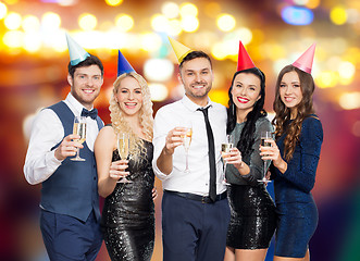 Image showing friends with champagne glasses at birthday party