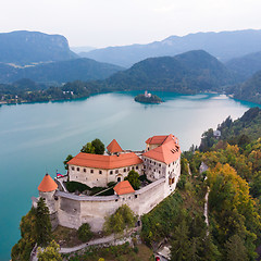 Image showing Medieval castle on Bled lake in Slovenia