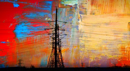 Image showing electric power transmission colorful abstract