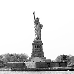 Image showing Statue of Liberty, New York City, USA. Black and white photo.