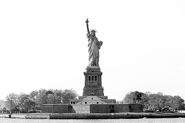 Image showing Statue of Liberty, New York City, USA. Black and white photo.