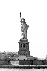 Image showing Statue of Liberty, New York City, USA. Black and white photo.