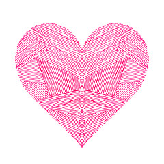 Image showing Bright pink heart with abstract pattern on white background