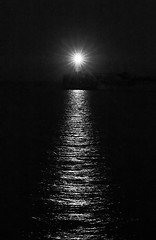 Image showing Newhaven Lighthouse at Night in Black and White