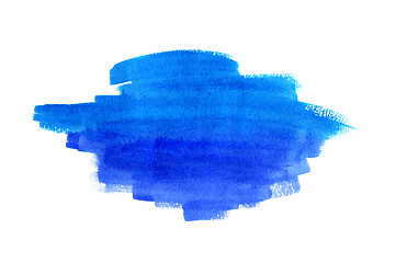 Image showing Bright blue watercolor blot on white background