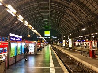 Image showing Frankfurt Main Station in Germany at night