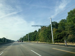 Image showing Overhead lines on a test area for electric trucks