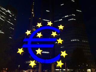 Image showing Euro sign at European Central Bank headquarters in Frankfurt