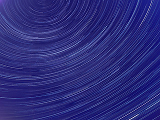 Image showing Long exposure image showing Night sky star trails 