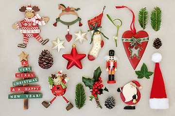 Image showing Christmas Decorations and Winter Flora