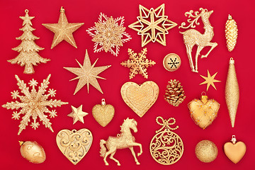 Image showing Luxury Gold Christmas Bauble Decorations